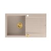 Quadron EVAN 111 GraniteQ zlewozmywak z syfonem Push 2 Open 1-komorowy z/o (860x500x210) pearl beige / elementy złote HCQE8650U2PVDG1P2O